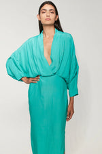 Load image into Gallery viewer, Aquamarine Plunge Dress
