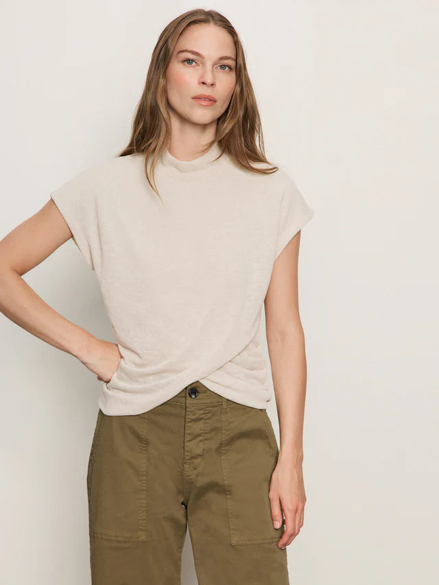 Draped Sleeveless Mock Neck
