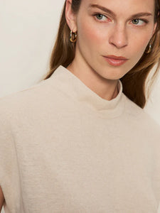Draped Sleeveless Mock Neck