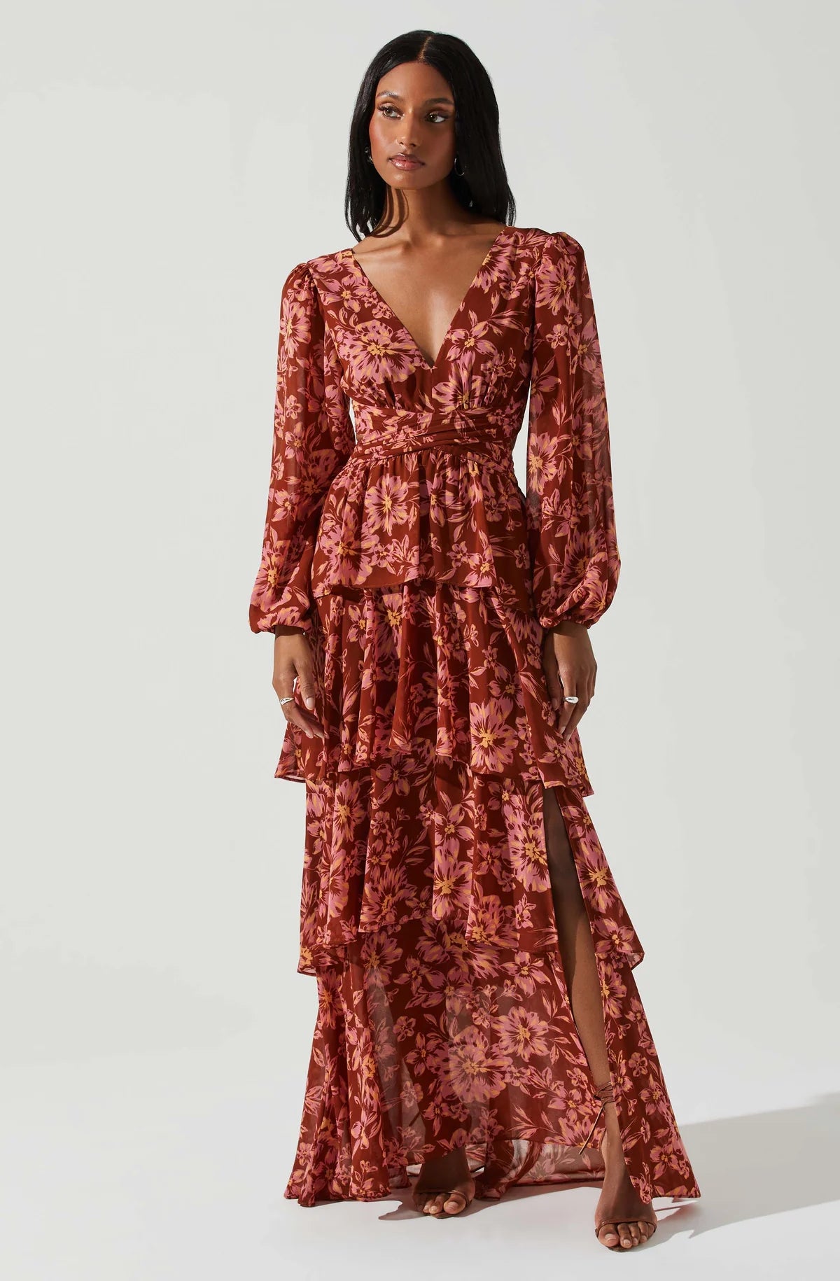 Rust Floral Anora Dress