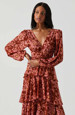 Load image into Gallery viewer, Rust Floral Anora Dress
