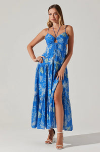 blue lemon print dress Libra Lemon Midi Dress Blue