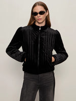 Load image into Gallery viewer, Quilted Black Velvet Jacket
