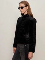 Load image into Gallery viewer, Quilted Black Velvet Jacket

