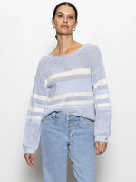 Load image into Gallery viewer, Sporty Stripe Open Knit Swtr
