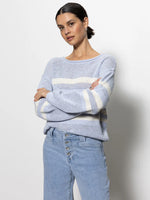 Load image into Gallery viewer, Sporty Stripe Open Knit Swtr
