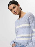 Load image into Gallery viewer, Sporty Stripe Open Knit Swtr
