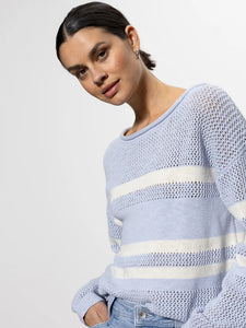 Sporty Stripe Open Knit Swtr