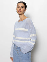 Load image into Gallery viewer, Sporty Stripe Open Knit Swtr
