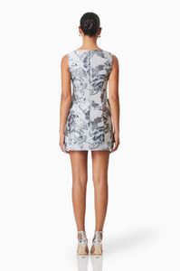 Silver Blossom Mini Dress