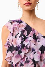Load image into Gallery viewer, Solene Black Lilac Mini Dress
