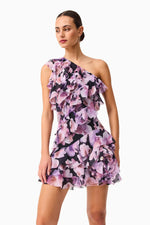 Load image into Gallery viewer, Solene Black Lilac Mini Dress
