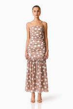 Load image into Gallery viewer, Sola Polkadot Strapless Gown
