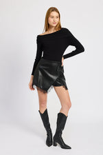 Load image into Gallery viewer, Jett Vegan Leather Mini Skort
