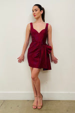 Load image into Gallery viewer, Wine Jacquard Mini Dress
