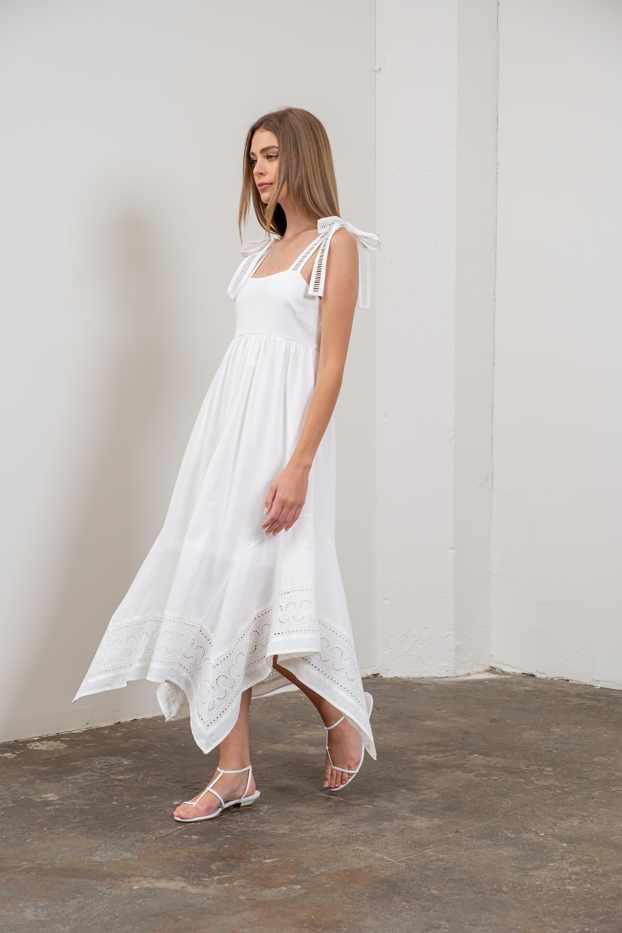 Handkerchief Embroidered Midi Dress