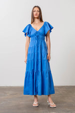 Load image into Gallery viewer, Vneck Ruffle Midi Dress
