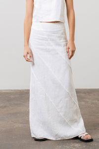 Ivory Linen Midi Skirt