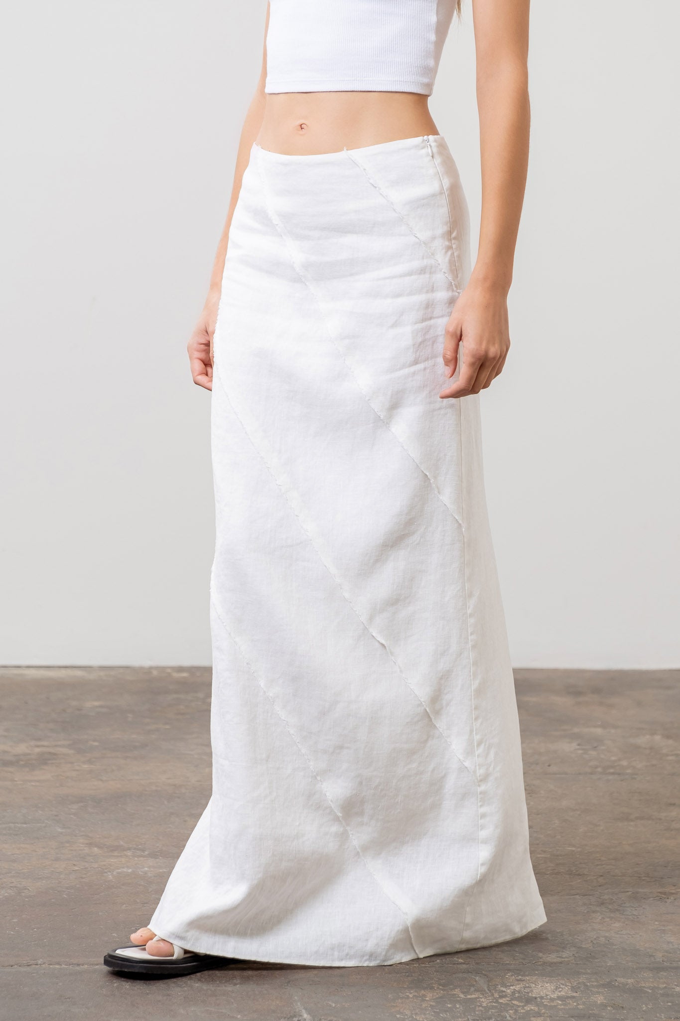 Ivory Linen Midi Skirt