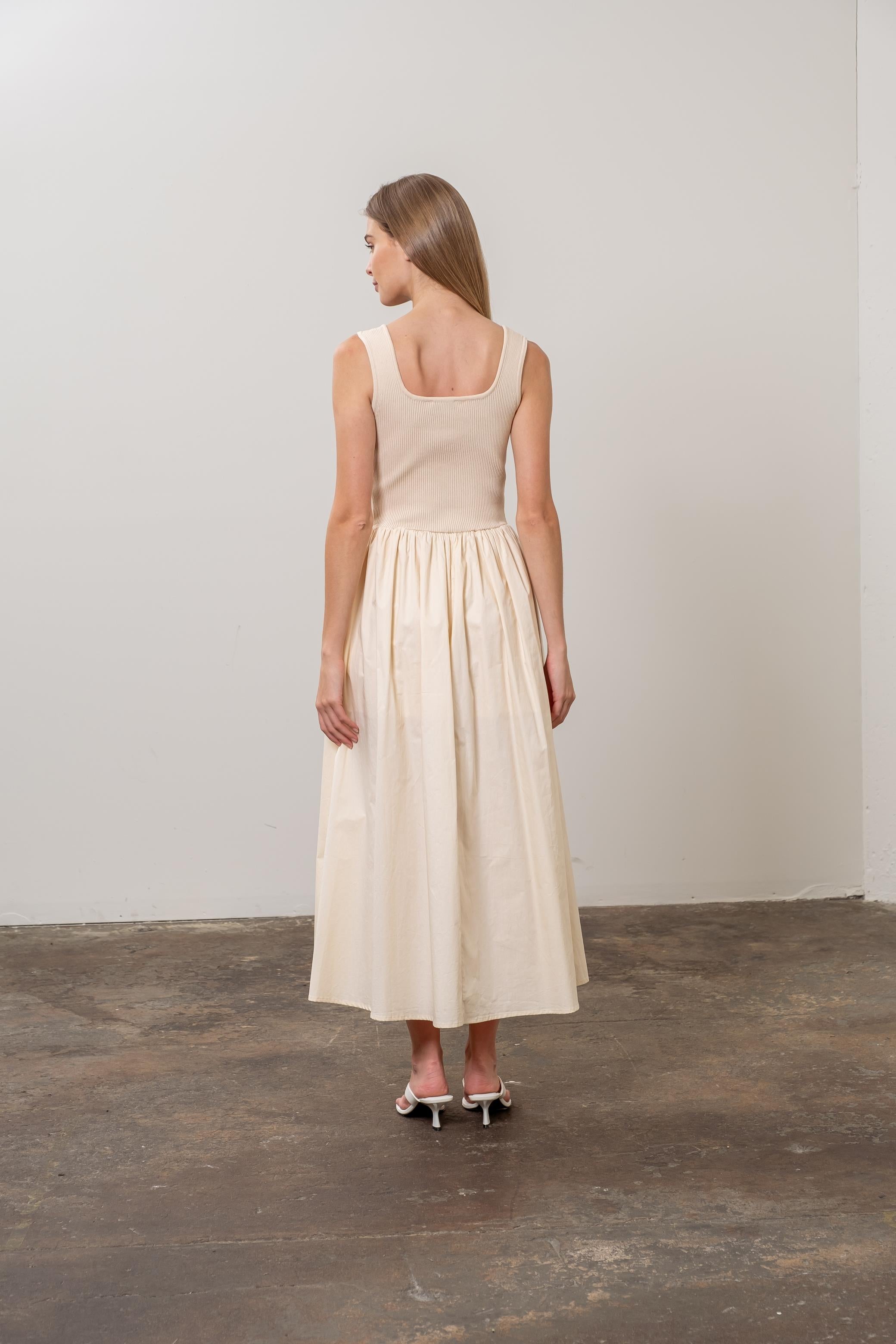 Sweater Top Eyelet Midi Dress
