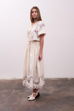 Load image into Gallery viewer, Short Puff Sleeve Eyelet Top
