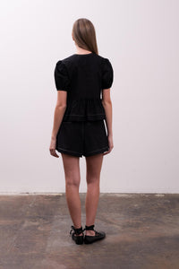 Puff Sleeve Front Tie Detail Top
