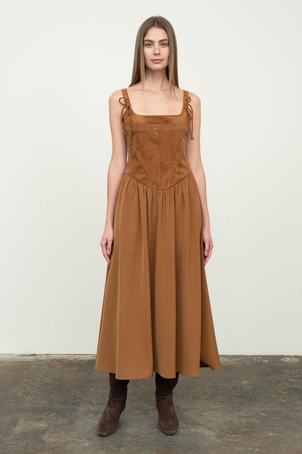 Mix Media Corset Midi Dress