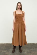Load image into Gallery viewer, Mix Media Corset Midi Dress
