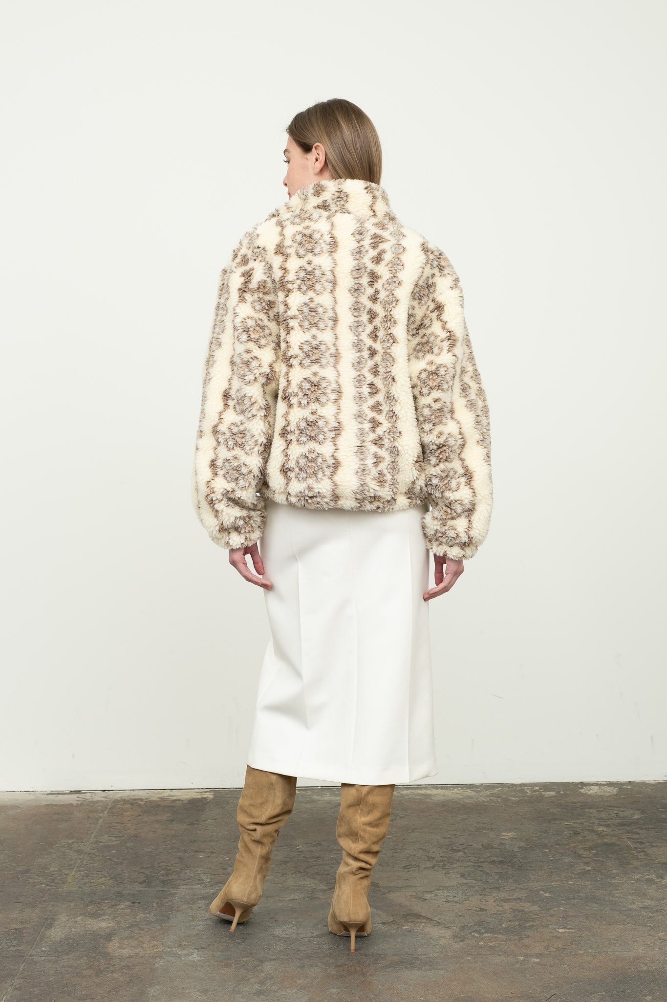 Cream Teddy Zip Up Jacket