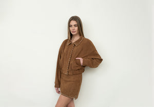Stud Detail Zipper Front Jacket