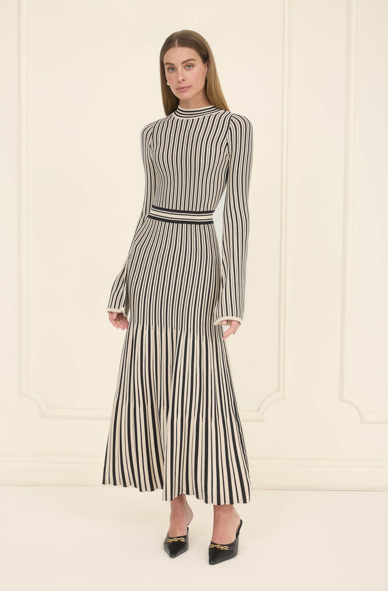 Pleated Sweater Midi Dress