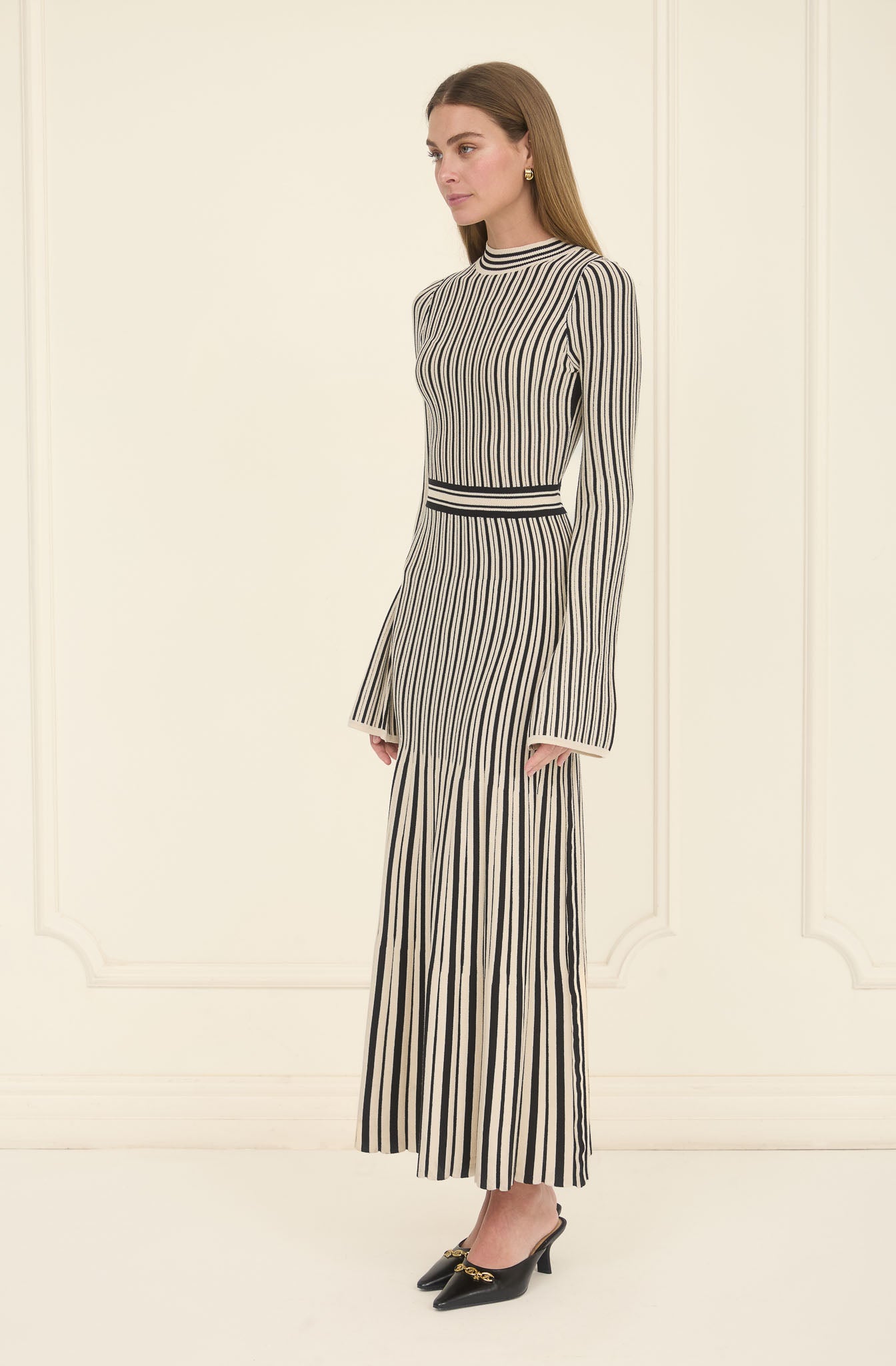 Pleated Sweater Midi Dress