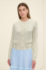 Load image into Gallery viewer, Crystal Studs Detail Cardigan Sweater
