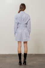 Load image into Gallery viewer, Stripe Ruched Shirt Dress
