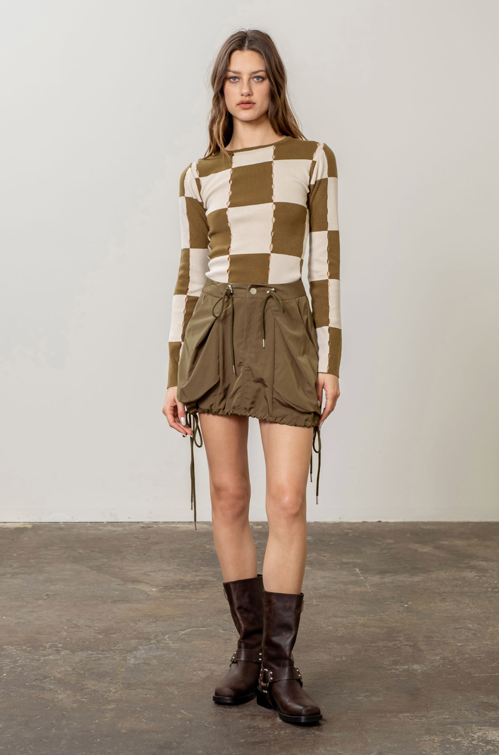Checkerboard Sweater Top