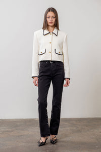 Button Closure Cropped Blazer