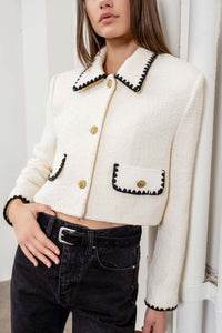 Button Closure Cropped Blazer