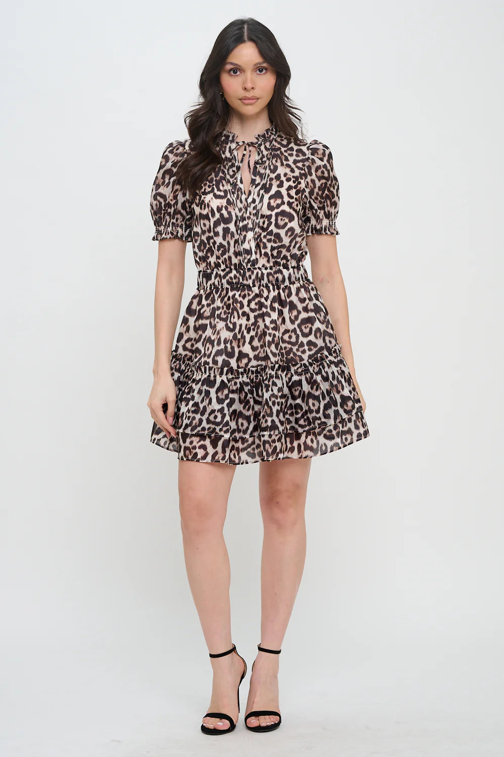Gold Feline Puff Slv Dress