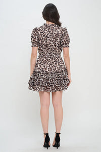 Gold Feline Puff Slv Dress