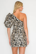 Load image into Gallery viewer, Black Jacquard One Shoulder Dress
