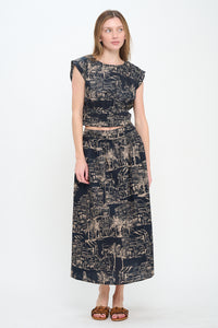 Santorini Sketch Midi Skirt