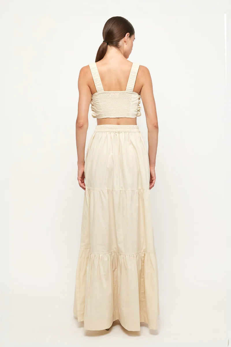 Porcelain Tiered Maxi Skirt