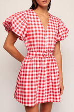 Load image into Gallery viewer, Cottage Puff Sleeve Mini Dress
