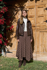 Load image into Gallery viewer, Hankerchief Hem Plaid Midi Skirt
