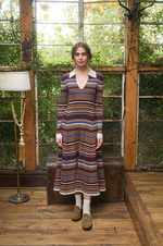 Load image into Gallery viewer, Camel Multicolor Stripe Midi Dress
