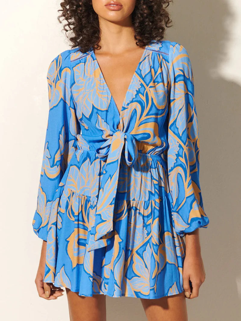 Taniana Tie Front Mini Dress Sapphire Boutique Taniana Tie Front Mini Dress Sapphire Boutique