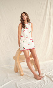 saylor bright white cherry crochet wynn mini dress Wynn Dress