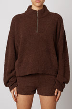 Load image into Gallery viewer, Chocolate Quarter Zip Plush Sweater
