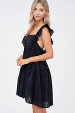 Load image into Gallery viewer, Square Neck Eyelet Mini Dress
