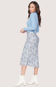 Blue Leopard Wild Thing Midi Skirt